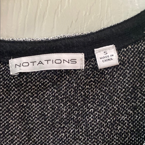 Notations Black and Gray Knit Top NWOT never worn. Sparkly silver/ black sweater - Picture 2 of 8